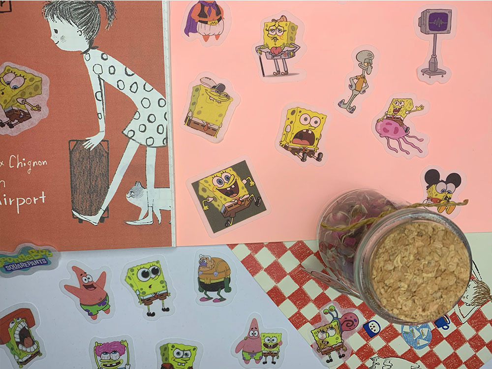 Anime cartoon SpongeBob hand account stickers and paper hand account stickers 40 unique DIY decorative diary