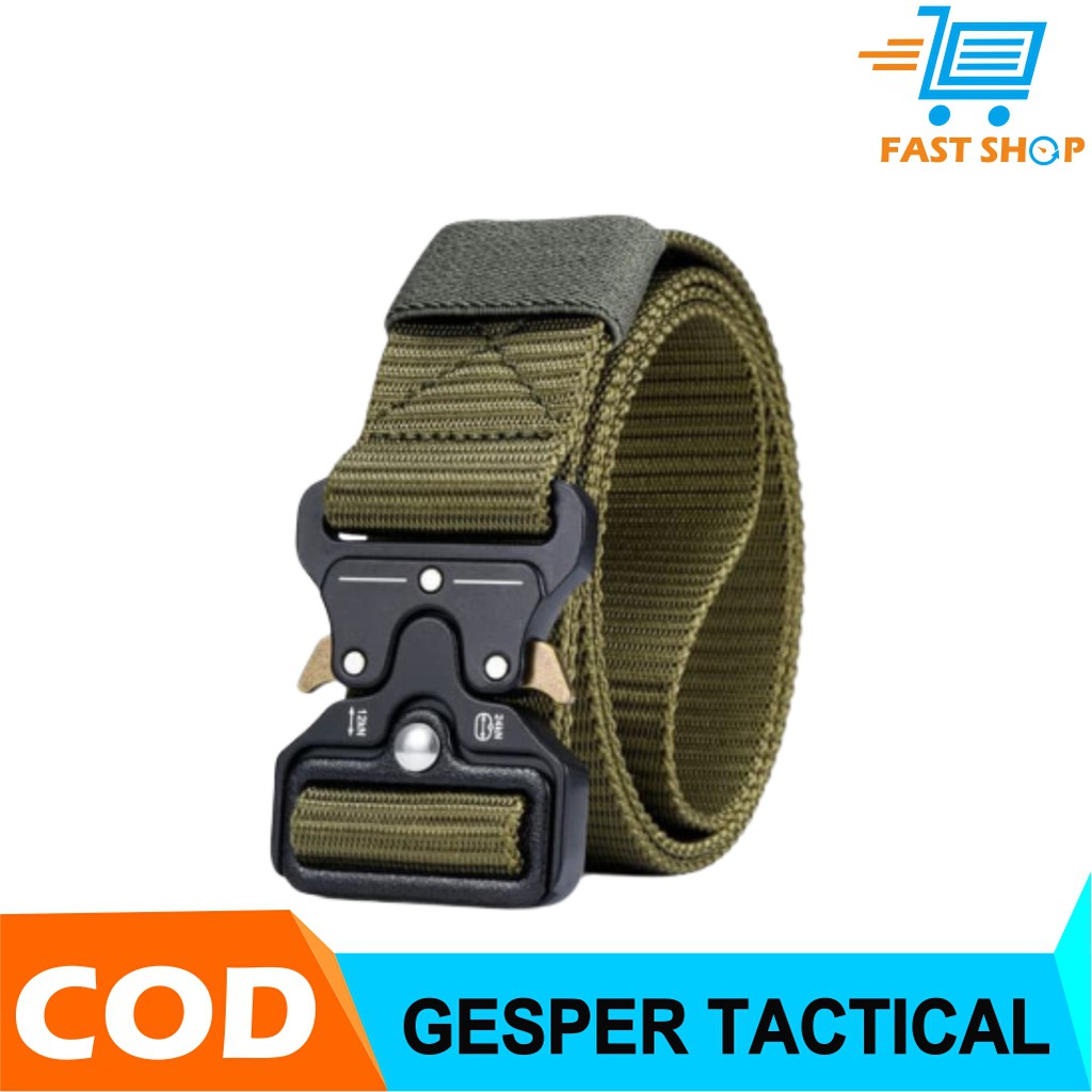 Gesper Tactical Kanvas Militer 125 cm Sabuk Pinggang Besi - Hitam