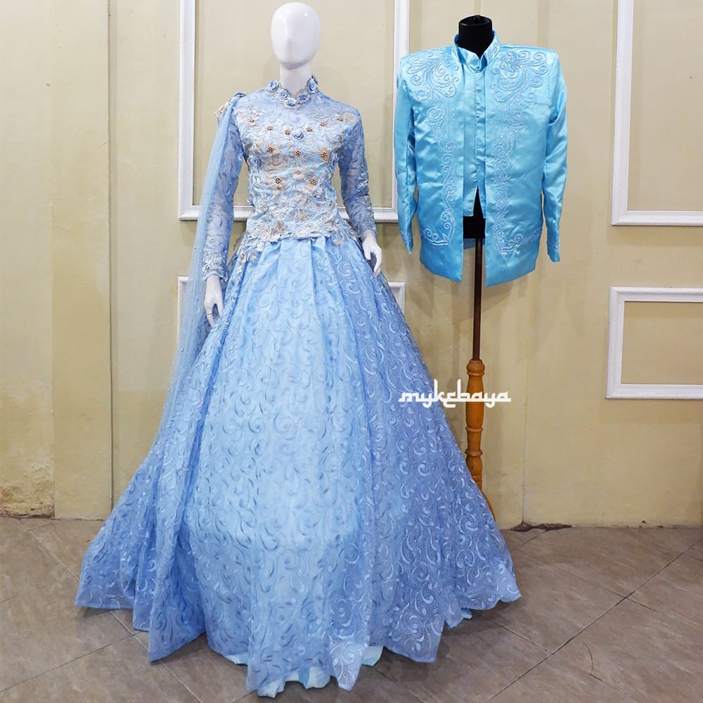 dress pengantin baby blue