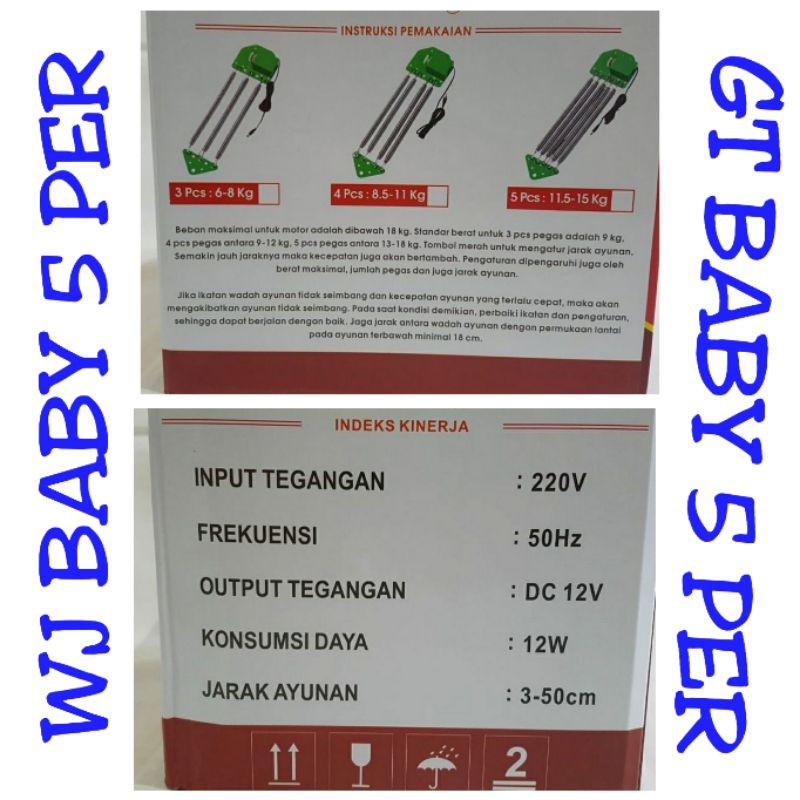 Paket Ayunan Listrik Portable GT Baby/WJ Baby dan Tiang chrome stainless