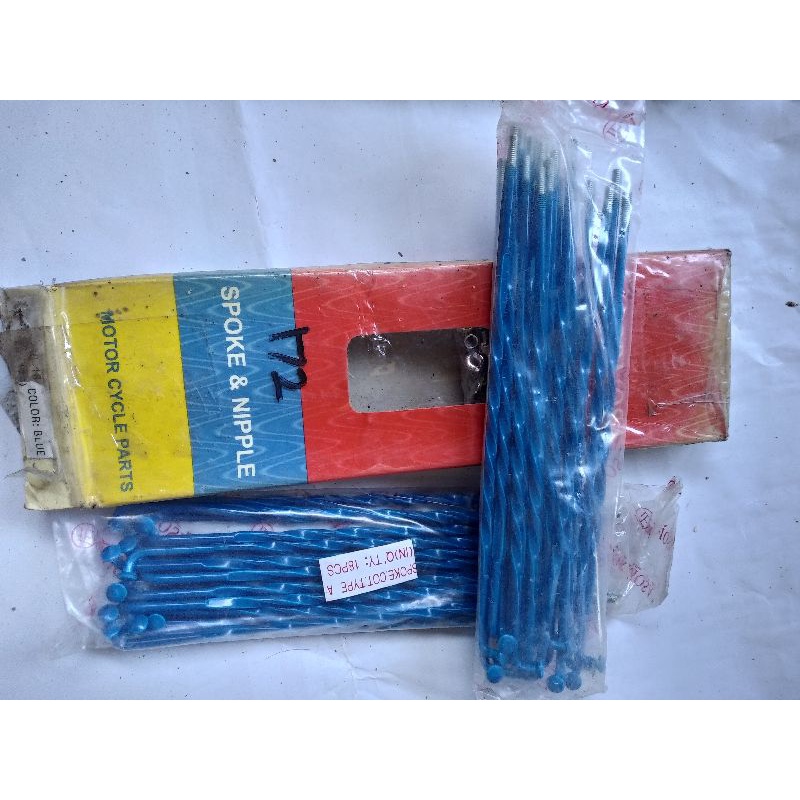 jari-jari ruji spoke set motor  ukuran 172  ulir warna biru