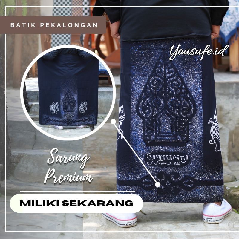 Sarung Batik Cap Halus Katun Asli Pekalongan Motif Wayang Jawa Modern Hitam Seragam Pondok Sarung Kekinian Terbaru