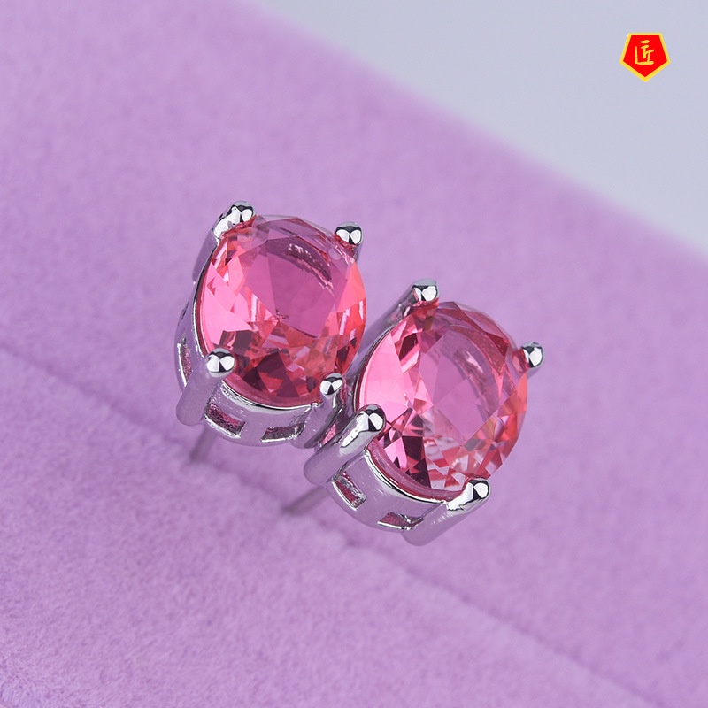 [Ready Stock]Minimalist Creative Two-Tone Tourmaline Stud Earrings