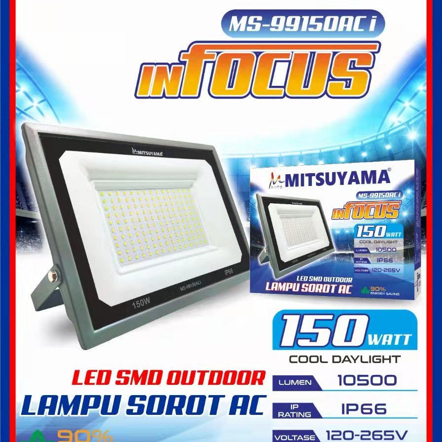 Barangunik2021-Lampu sorot LED AC 150 Watt Mitsuyama Ms-99150AC inFocus Colok Listrik