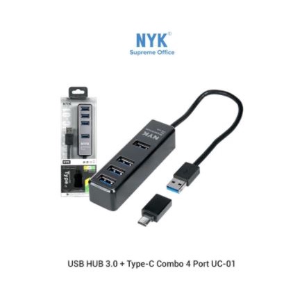 Usb 3.0 hub nyk 4 port 5Gbps 2tb with otg usb type-c connector uc01 uc-01 - Terminal usb3.0 4 slot