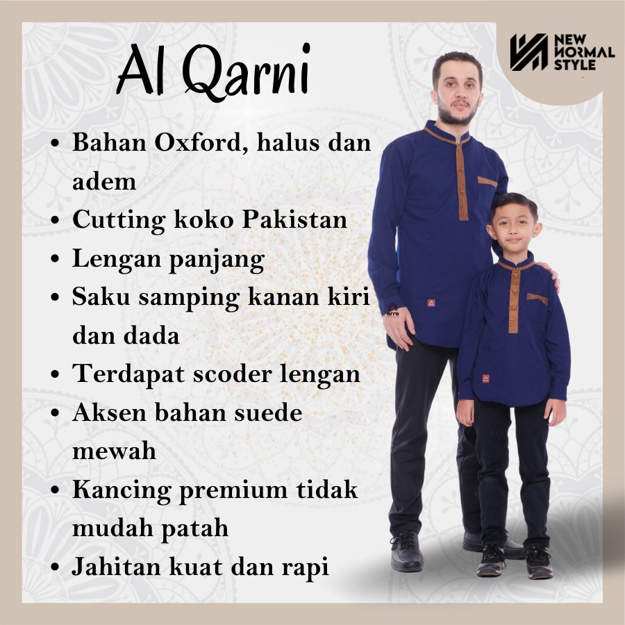 Al Qarni Couple Series Baju Kemeja koko Kokoh Kemko Pria Dewasa Couple Ayah dan Anak Laki Laki Cowok 8 10 12 13 Tahun Lengan Panjang Terbaru 2022