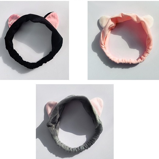 AC013 Bandana Bando Headband Makeup atau Cuci Muka Motif Telinga Kucing/Cat Ear Lucu Model Korea