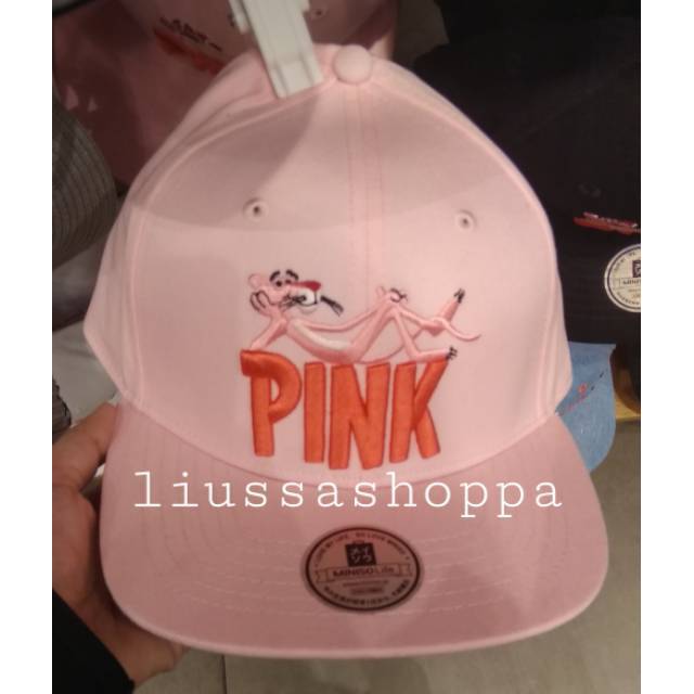 Topi Miniso Pink Panther - Lying Pink Panther Solid Color Flat Top Cap