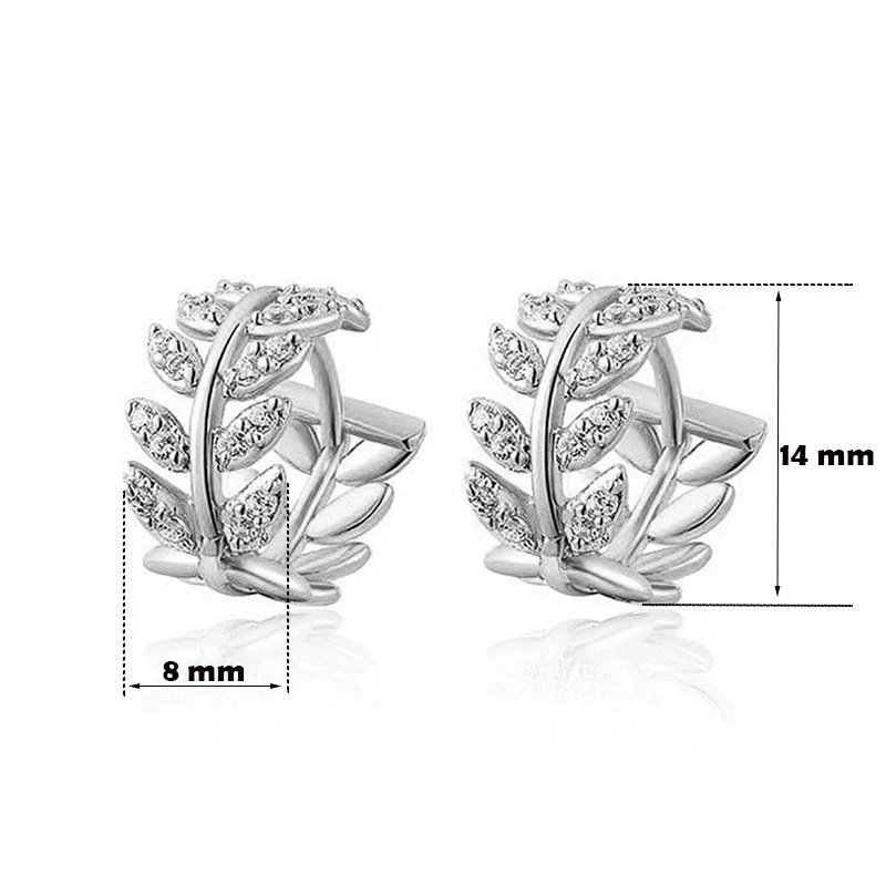 [Women Vintage Geometric Crystal Leaf Hoops Stud Earrings] [Ladies Elegant Rhinestone Studs Earrings] [Korean INS Simple Style Bridal Wedding Party Ear Jewelry]