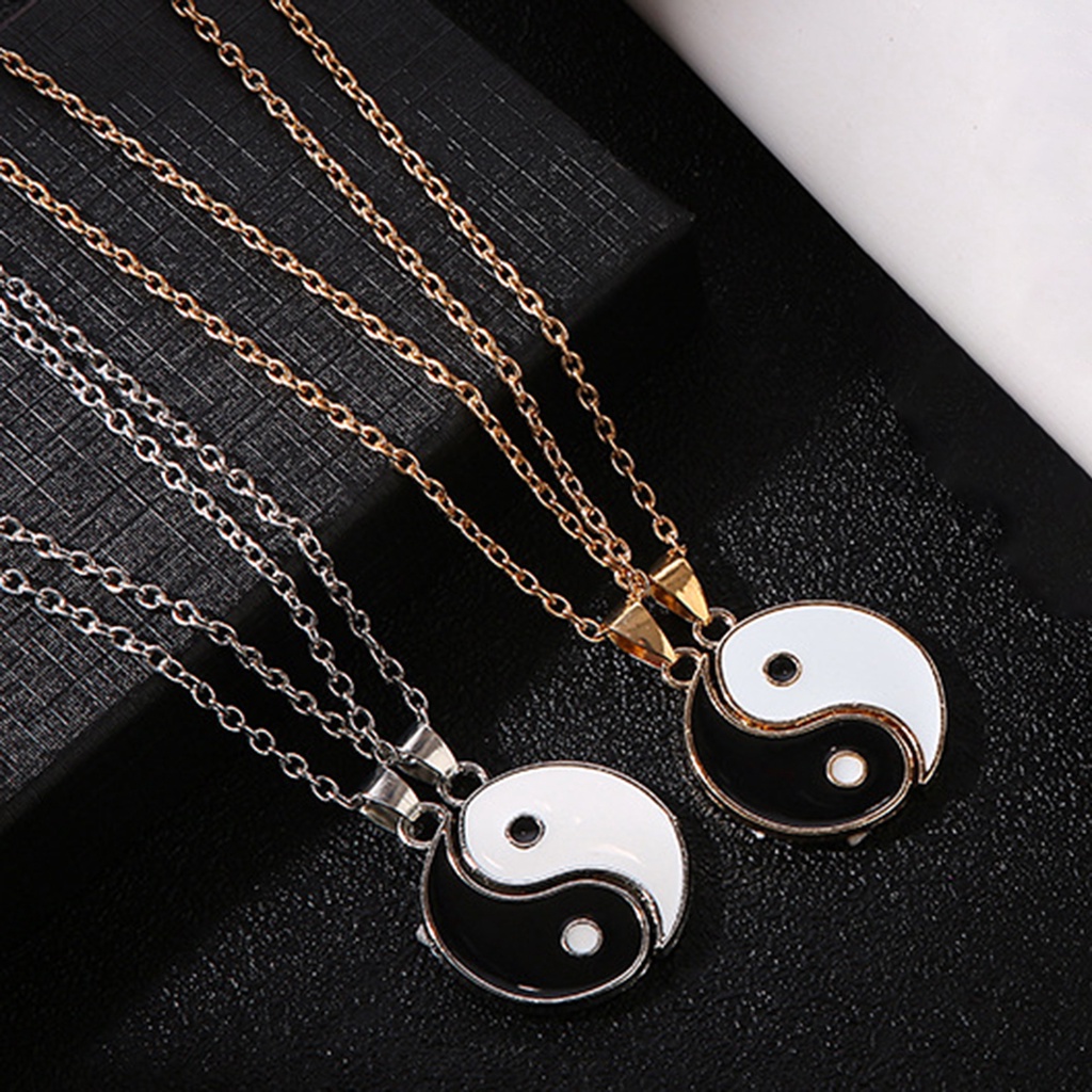 Hu Hu Hu Hu Hu Alat Bantu Pasang Kacamata♡ 2pcs Kalung Rantai Pasangan / Pria / Wanita Liontin Desain Yin Yang Gaya Tradisional / Simple Untuk Hadiah