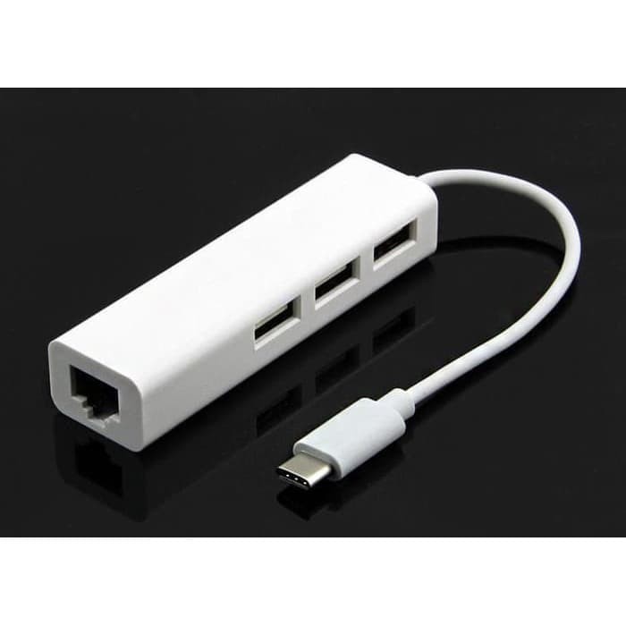 USB TYPE C 3.1 to USB HUB 3 PORT DAN LAN ETHERNET RJ45 CONVERTER USB C 3 PORT