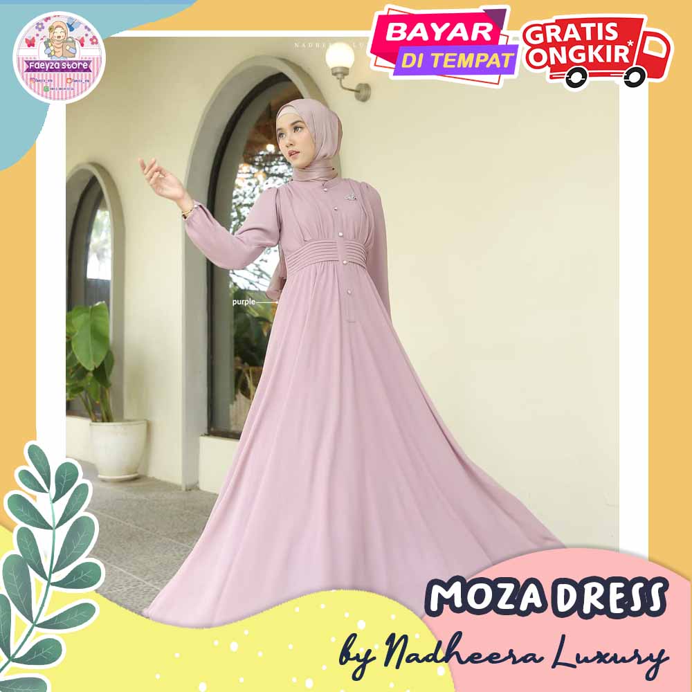 RESTOCKKK  Moza Dress ORI by Nadheera Luxury Gamis Terbaru Jumbo XXL - XXXL Dress Wanita Korea Musli
