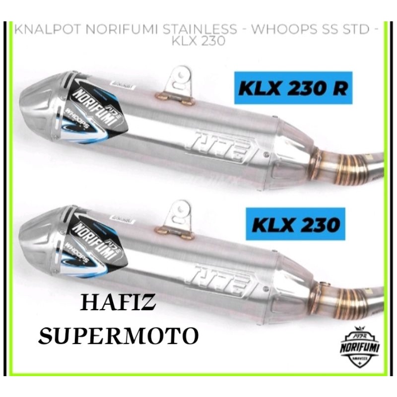KNALPOT NORIFUMI WHOOPS KLX 230 R SE SM KLX 250 STAINLESS ORIGINAL