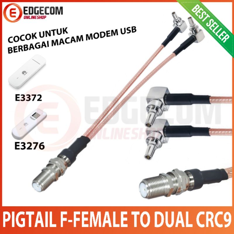 Pigtail Modem USB E3372, E3276, K4305 F Female to CRC9 Dual Port Male