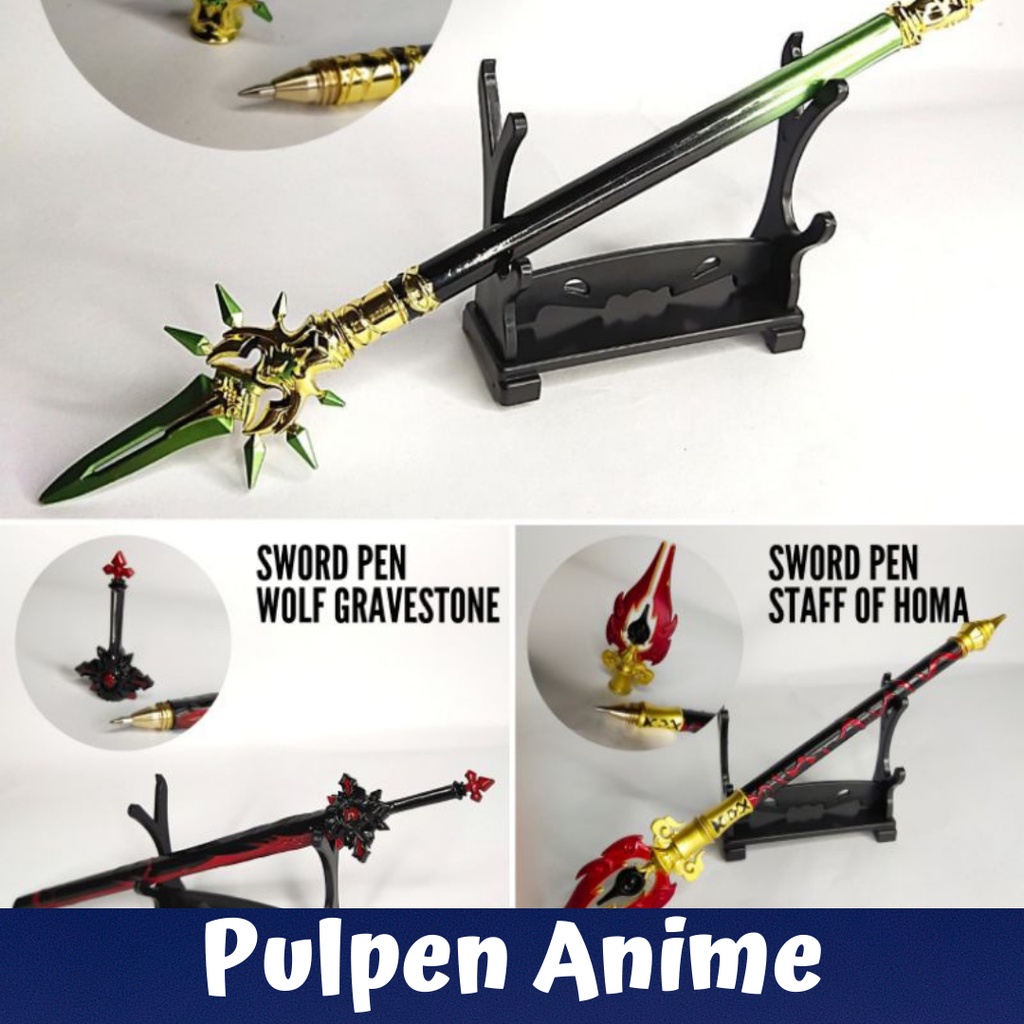 

Pulpen pedang anime Genshin Impact keren sword pen pena pedang anime viral Stainless Steel panjang