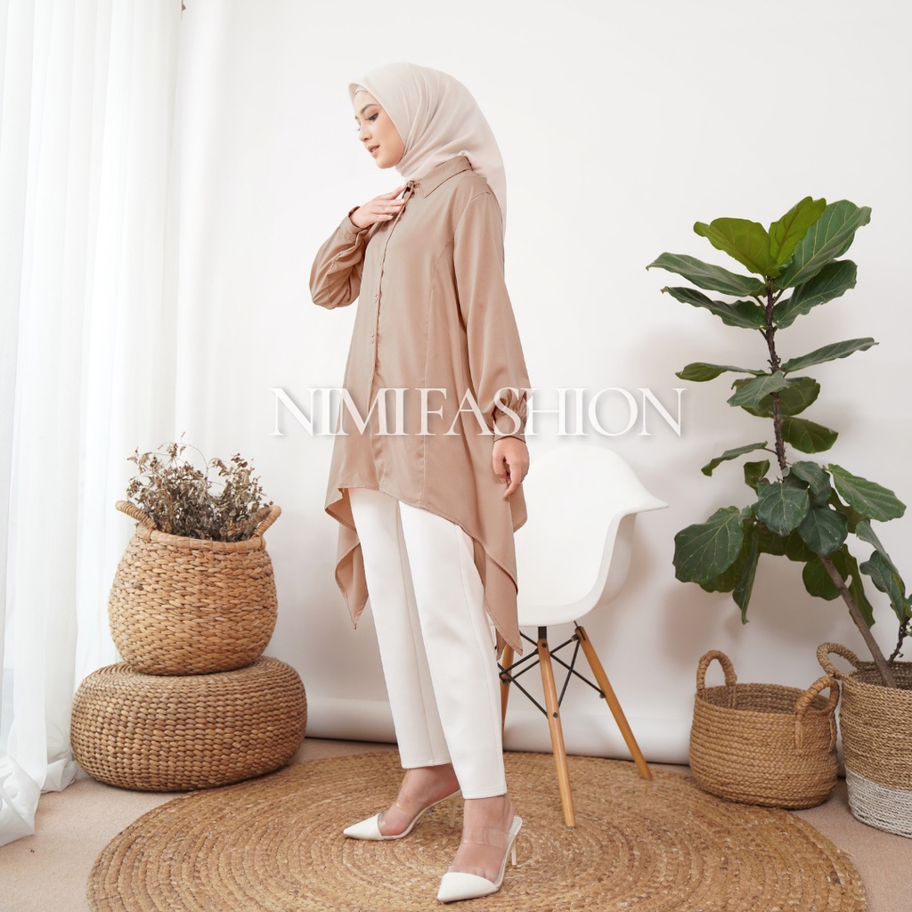 Nimi Kemeja Wanita Oversize Bella Double Button Shirt