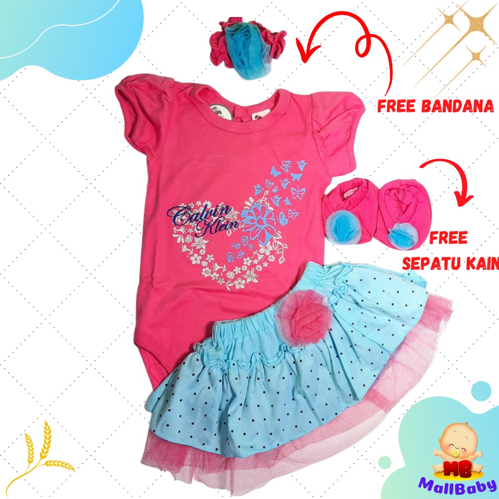 Jumper Bayi Bando Lucu Bandana Sepatu Bayi Baju anak Bayi Perempuan Cewek CK Love