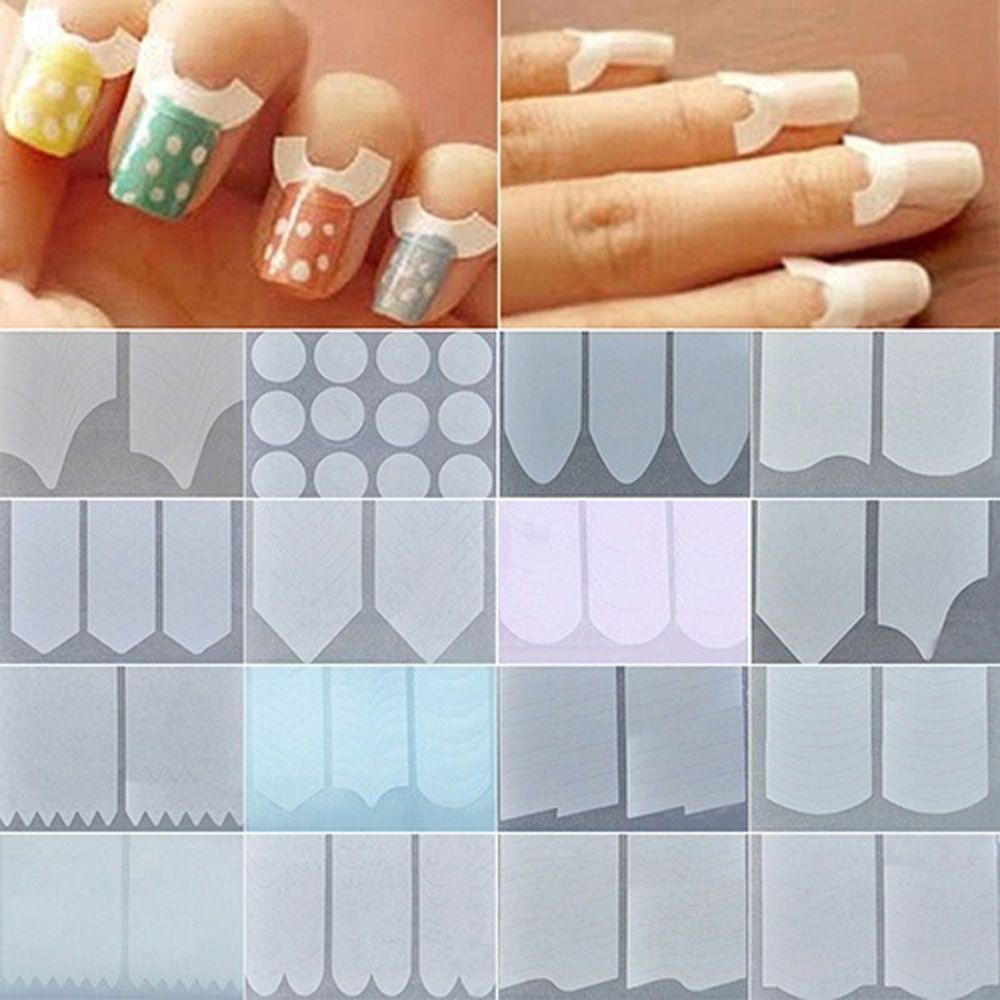 Mxbeauty Stiker Stensil Putih 15warna Berbeda Gaya Panduan Panduan Manicure