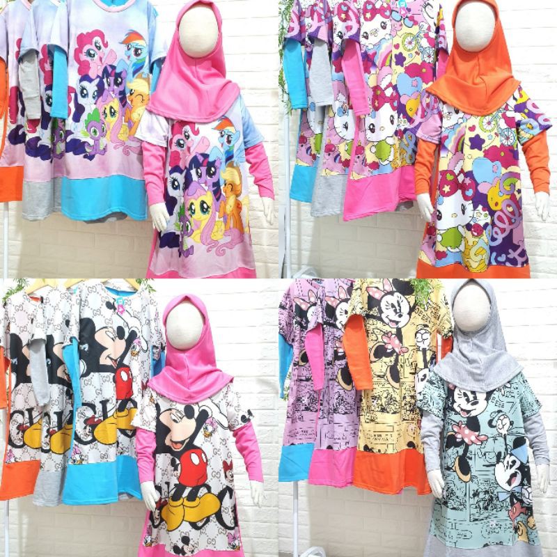 Grosir Gamis Dedina 3pcs Size 468 Gamis Karakter Anak