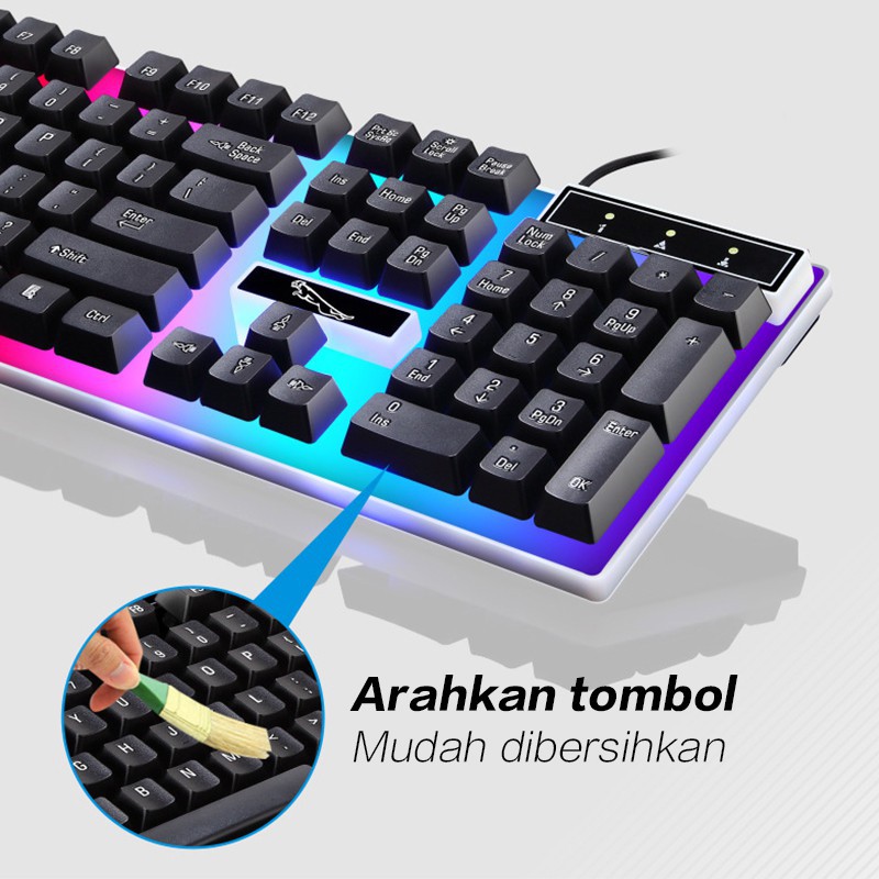 G12 Set Gaming Mouse dan Keyboard komputer Kabel USB Keyboard mechanical USB Cable RGB mainan komputer
