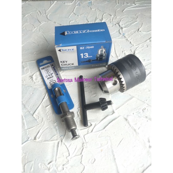 [1 SET] BENZ Adaptor SDS Plus + Kepala Bor Derat Drill Chuck 13mm