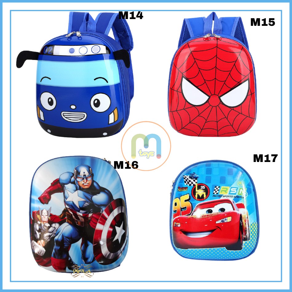 Tas Ransel Telur Sekolah Anak TK / PAUD - Tas Sekolah Anak Karakter lucu Ransel PVC Karakter Cowok  M0172