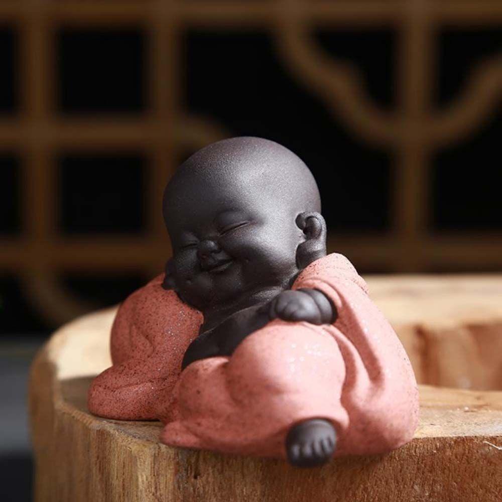 Lanfy Maitreya Buddha Figure Untuk Anak Hadiah Dekorasi Desktop Patung Kartun Buddha Tangan Ukiran Teahouse Ornamen Koleksi Figure Patung Teh Ornamen Mobil