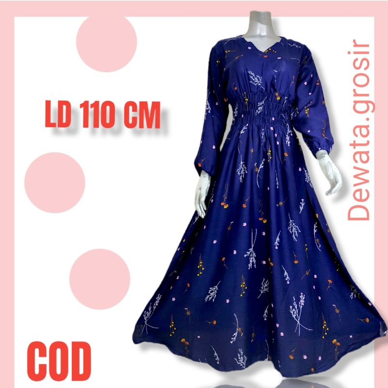 BAJU WANITA DRESS GAMIS MUSLIM LENGAN PANJANG RAYON BALI PREMIUM