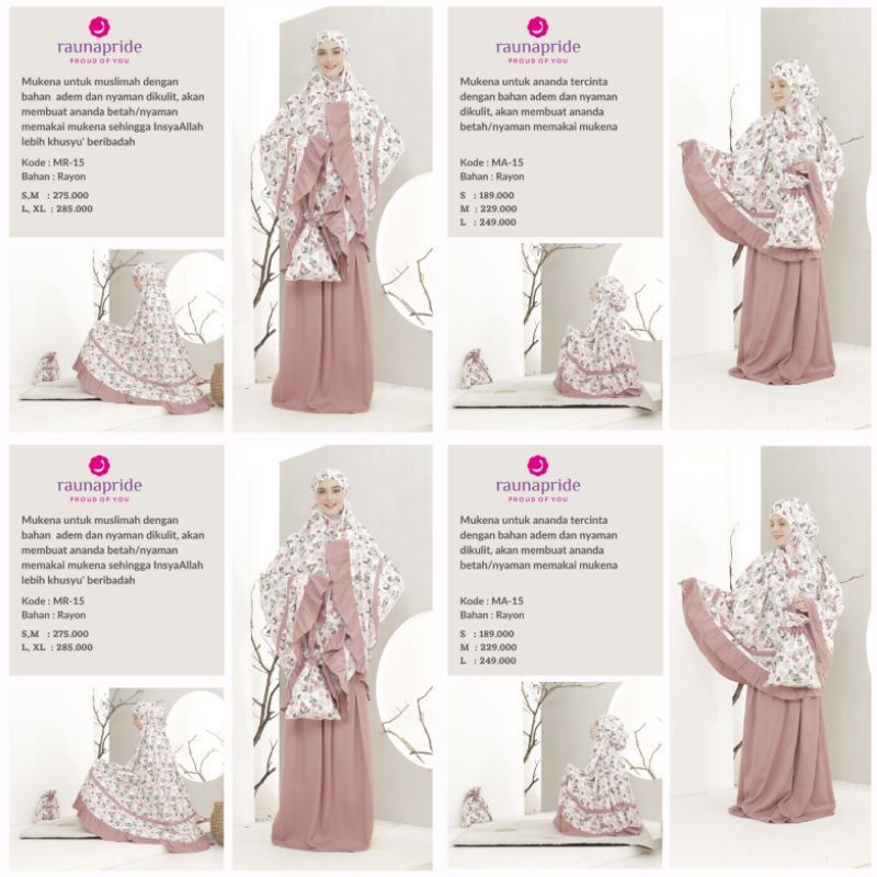 Mukena dewasa MR 15 dan Mukena anak MA 15 by raunapride