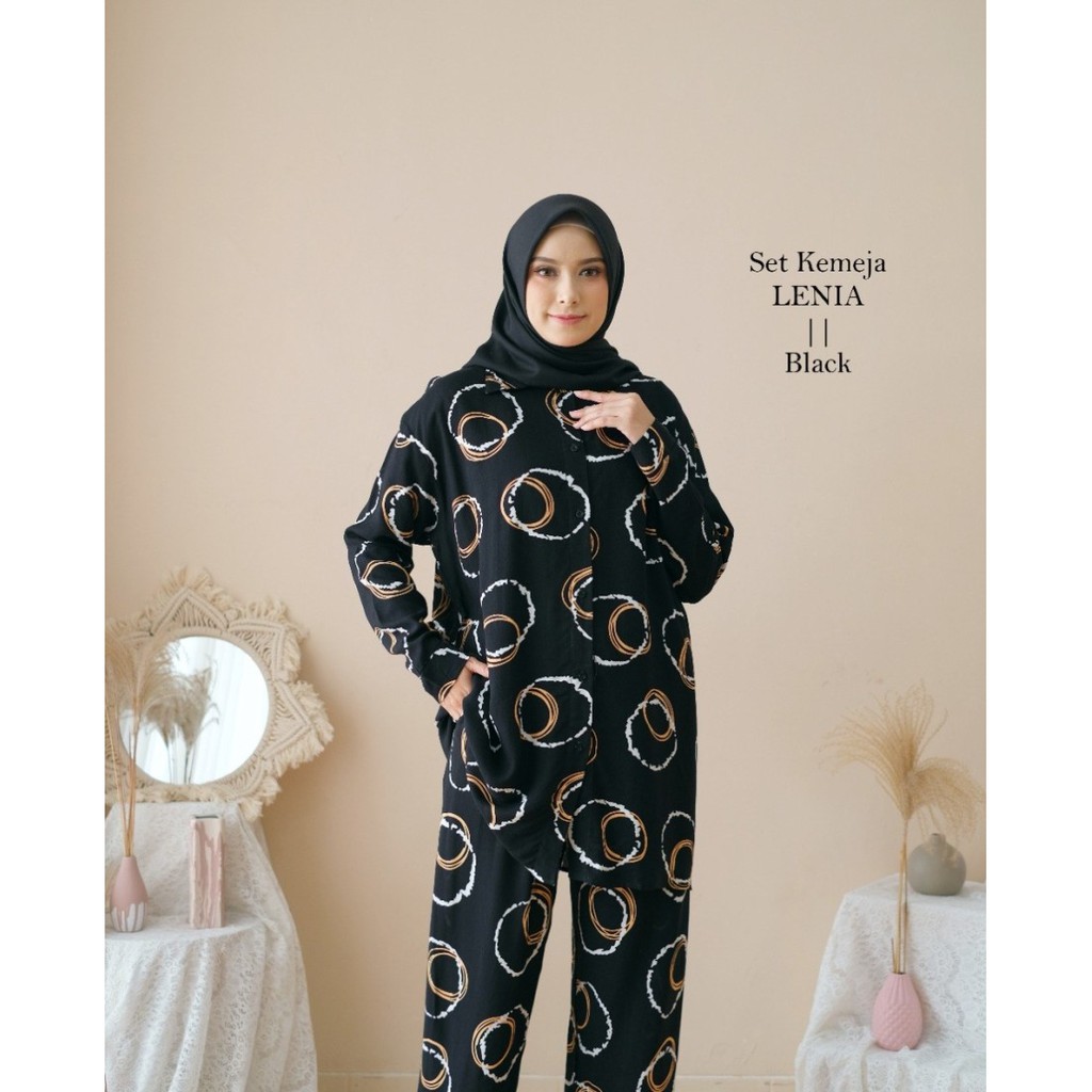 Pajamas Set Rayon Muslim Busui Kekinian Daily Set Kemeja Viral Kekinian Rayon Premium Motif Lenia Shopee Indonesia