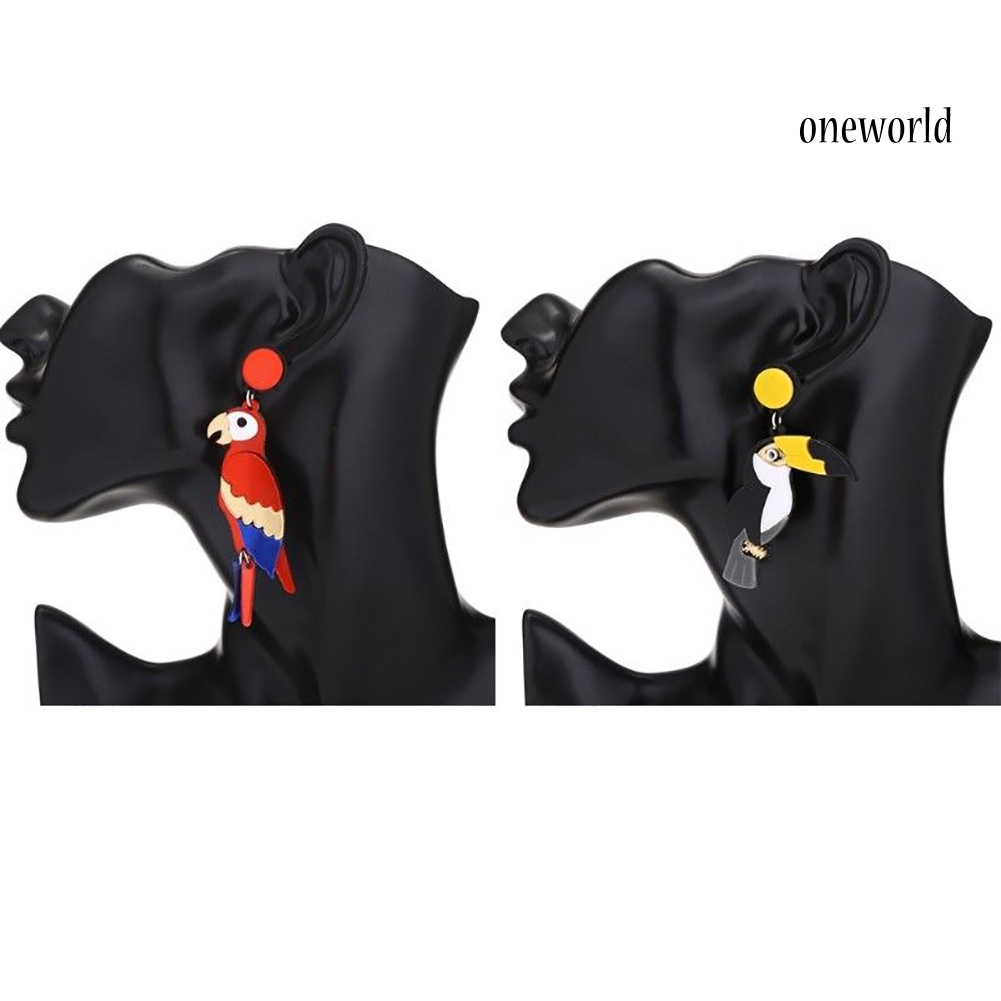 OW@ Fashion Women Multicolor Parrot Bird Pendant Drop Dangle Stud Earrings Jewelry