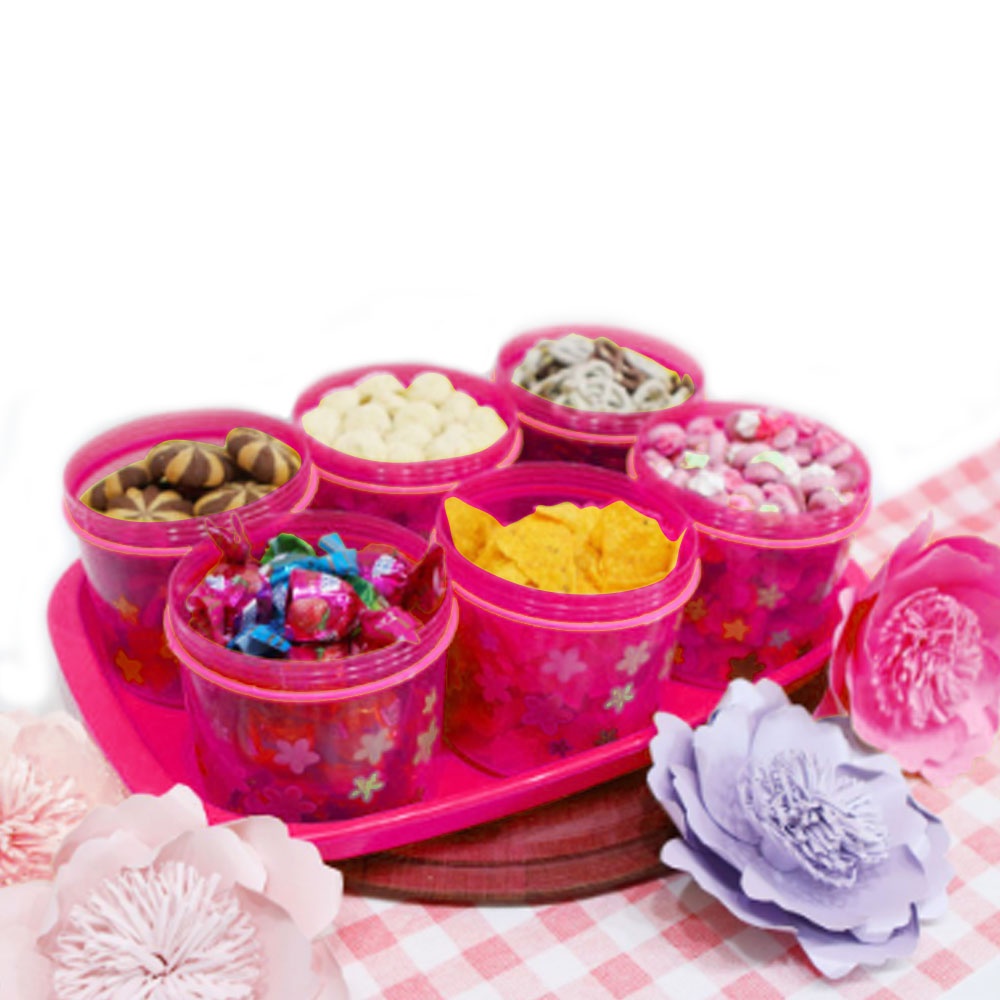 Toples Jumbo Set Tonam Calista - isi 6 pcs + Nampan Baki - Random Colour