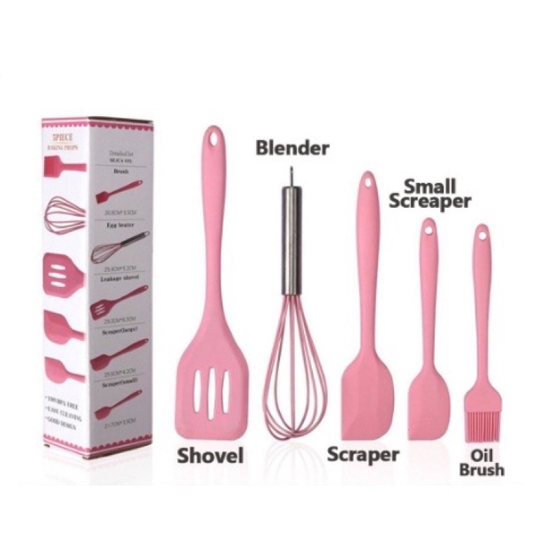 [OL] Alat Masak Dapur Silikon 1 Set isi 5  Spatula Tahan Panas / Set Alat Masak Silicone 5 Pcs