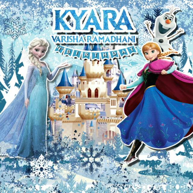 Backdrop Banner Spanduk Ulang Tahun Sweet Seventeen Frozen Elsa Anna