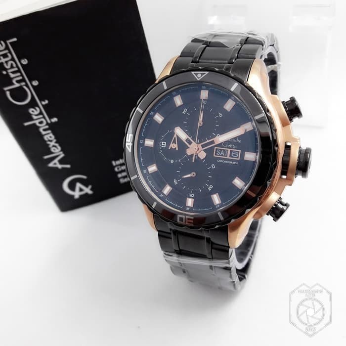 [Free Baterai] JAM TANGAN PRIA ALEXANDRE CHRISTIE AC 6255 ROSEGOLD BLACK ORIGINAL GARANSI RESMI 1 TA