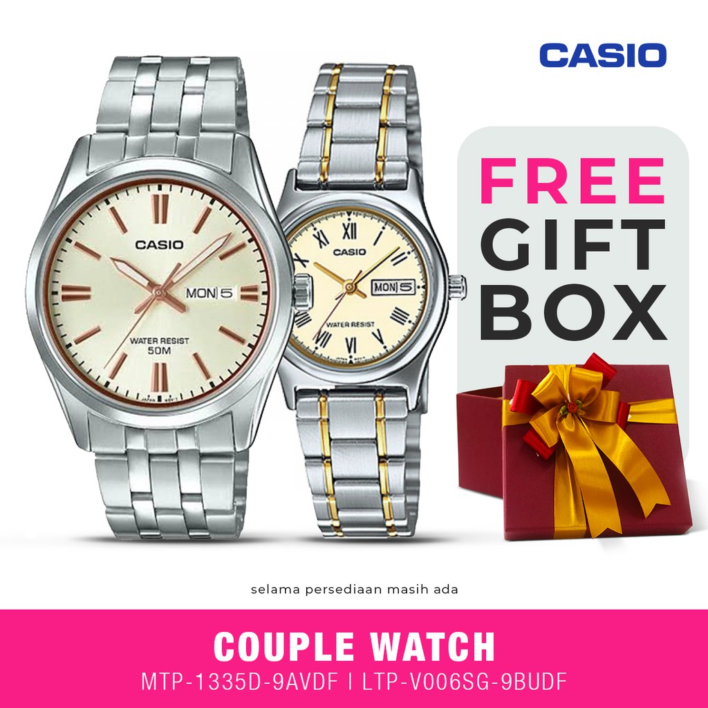 Jam Tangan Couple Casio MTP-1335D-9AVDF & LTP-V006SG-9BUDF Original Anti Air