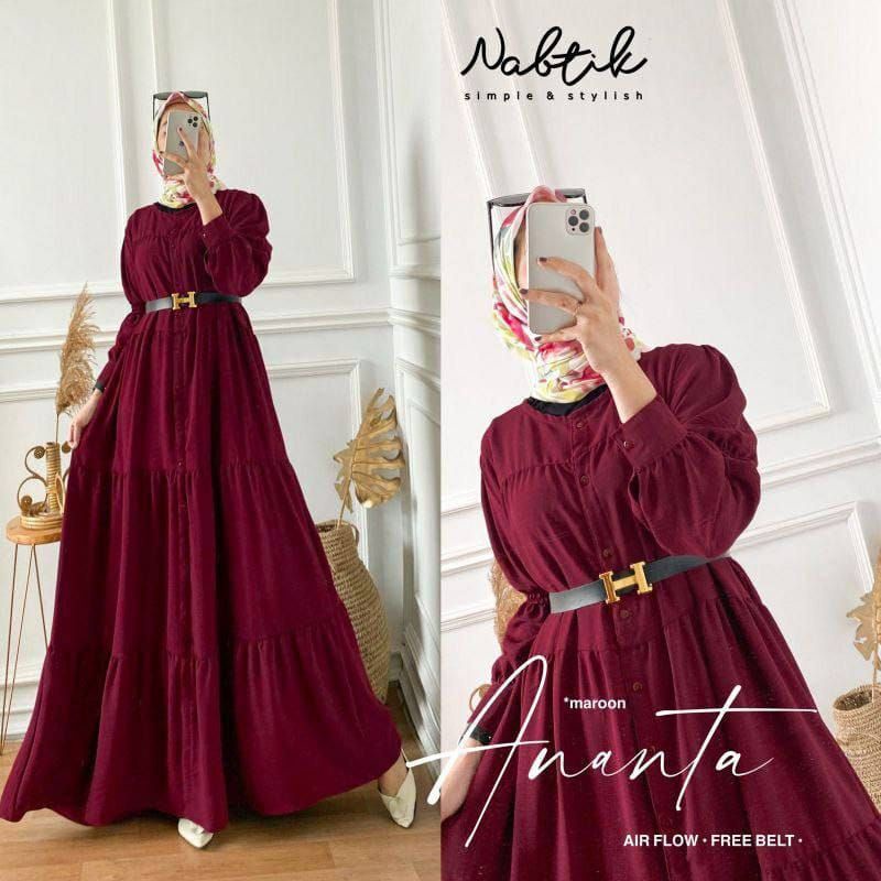 Homedress/gamis crincle airflow Ananta Free Belt