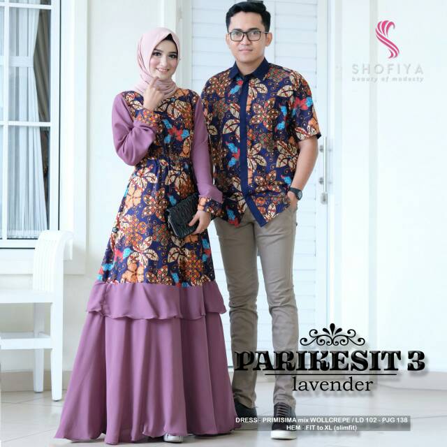 Couple gamis batik/Couple parikesit/Sarimbit batik/Gamis couple/Gamis sarimbit/Batik modern