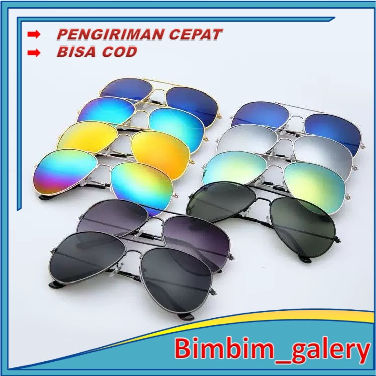 KACAMATA HITAM KACAMATA AVIATOR Fashion Pria Dan Wanita Unisex Bahan Metal Kaca mata Matahari Import