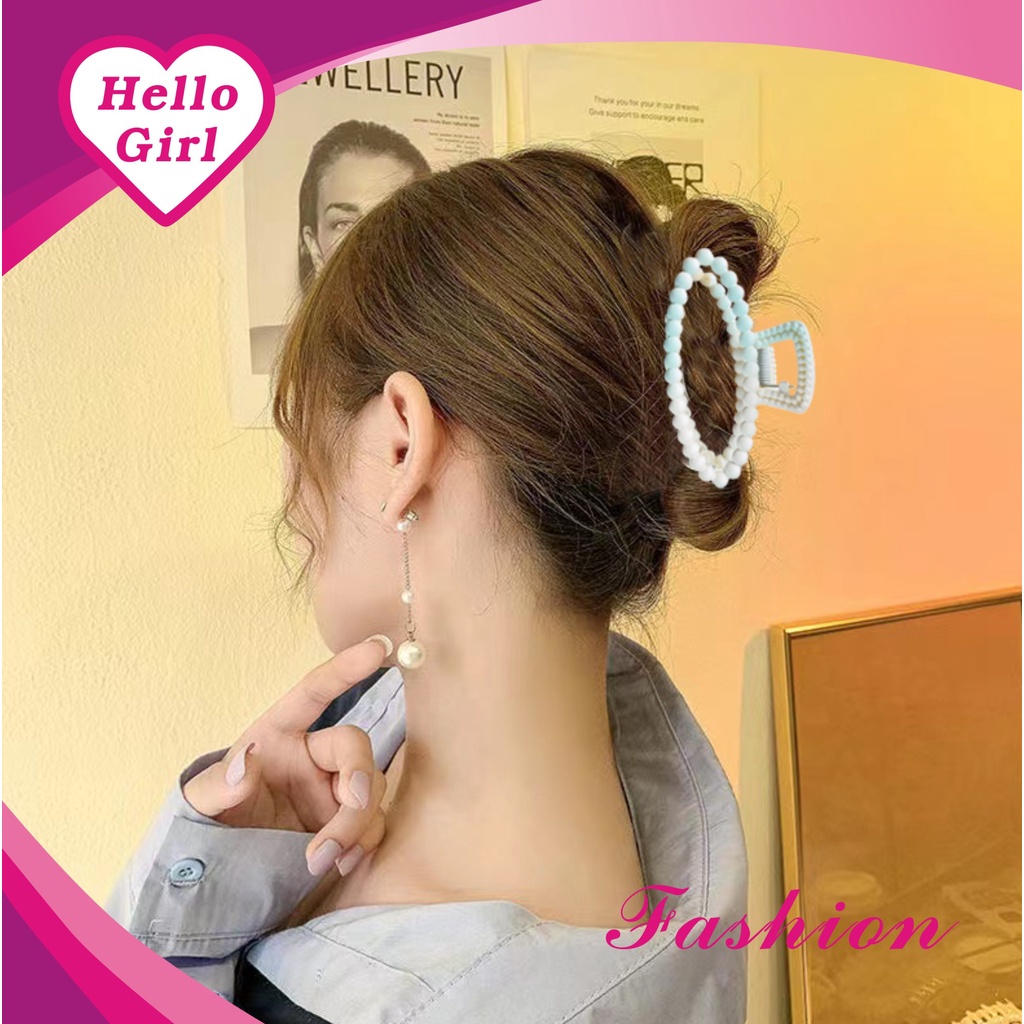 (Hello Girl)F85 Jepit Rambut Wanita Hair Clip Claw Dual Tone Oval Import