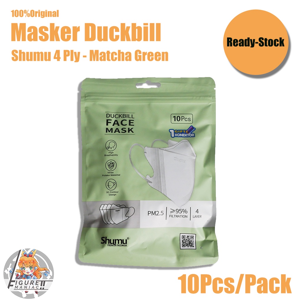 Masker Duckbill SHUMU 4 PLY emboss Original Pack isi 10 Warna Putih