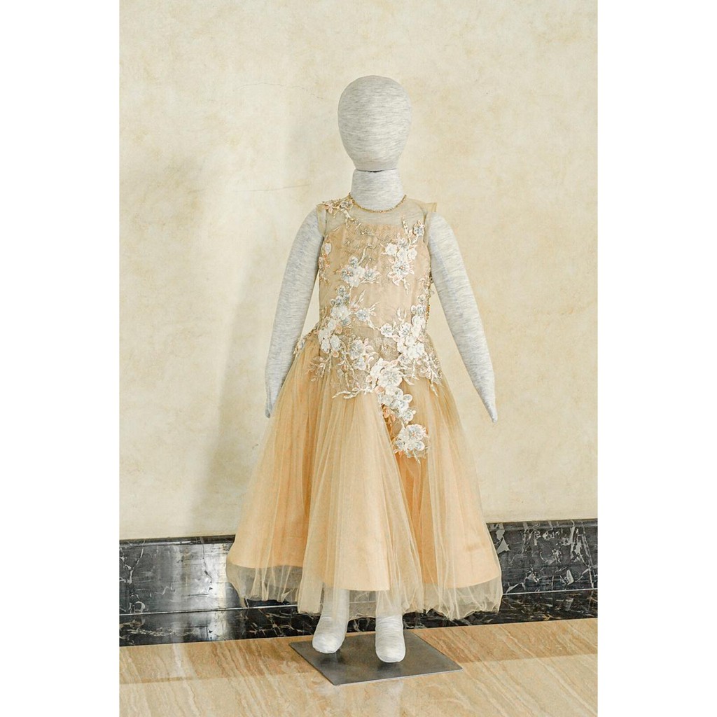 Tulle Girl Dress in Gold with embellishment / gaun anak perempuan