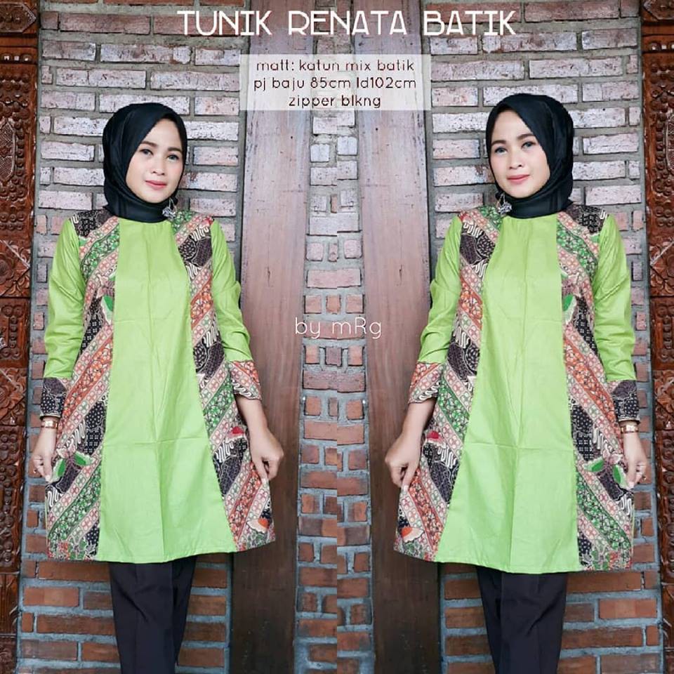 25+ Inspirasi Keren Model Batik Tunik Kombinasi Polos