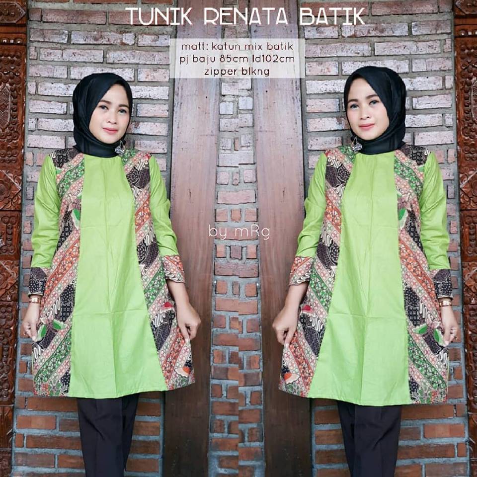 15+ Trend Terbaru Model Batik Tunik Kombinasi Polos