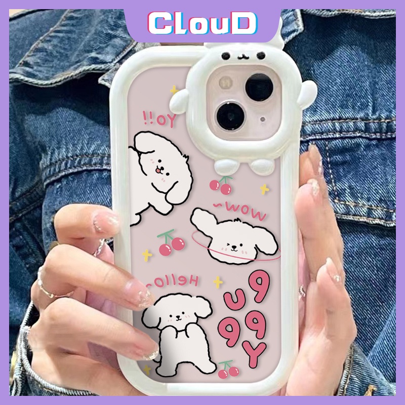 Litter Monster Lens Case OPPO A15 A54 A57 2022 A12 A3s A5s A7 A95 A16K A15s A35 A55 A16 A53 A9 2020 A5 2020 A92 A16s A31 A76 A36 A33 A74 A92 Reno 5 5F Cute Puppy Dog Soft TPU Cover