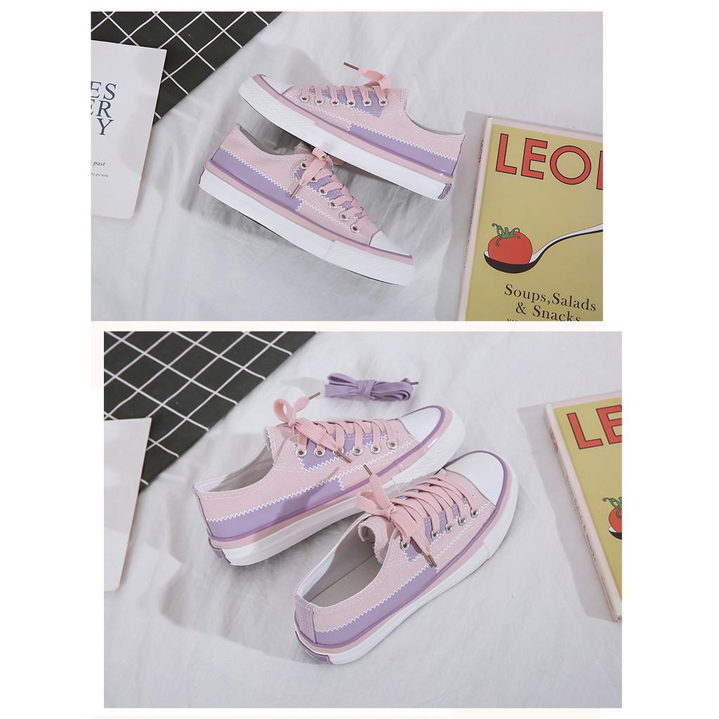 SSPP sepatu wanita casual pink pastel import converse skater sneakers