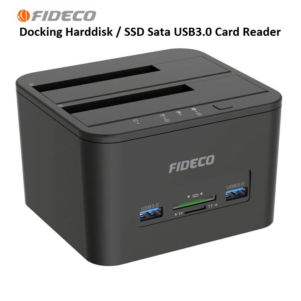 Docking Harddisk SSD 2 Bay Sata USB3.0 HUB Card Reader FIDECO YPZ04