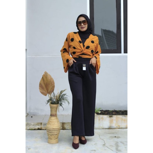 3A Fashion - Celana Kulot High Waist Scuba Premium Pinggang Full Karet