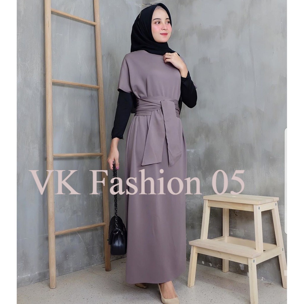PROMO GAMIS MODERN Wilona Dress Gamis Maxy Basic Polos Lengan Pendek Fashion Gaun Muslim Pesta Konda