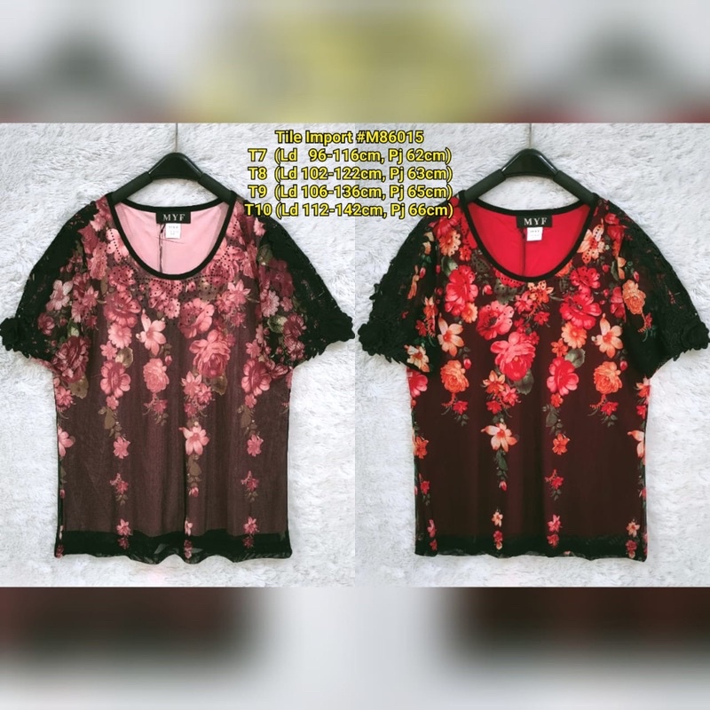 BLOUSE  SPANDEX KOREAN ORANG TUA IMPORT/ ATASAN TILE JUMBO IBU IBU IMPORT